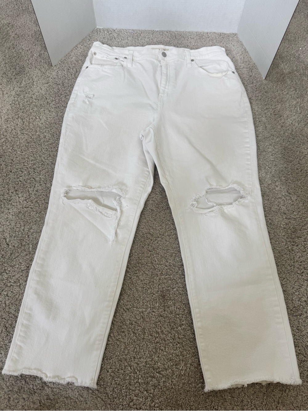 Madewell White Cropped Straight-Leg Jeans